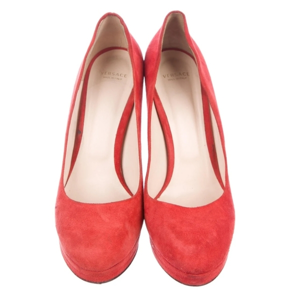 Versace Orange Suede Pumps - Picture 4 of 6